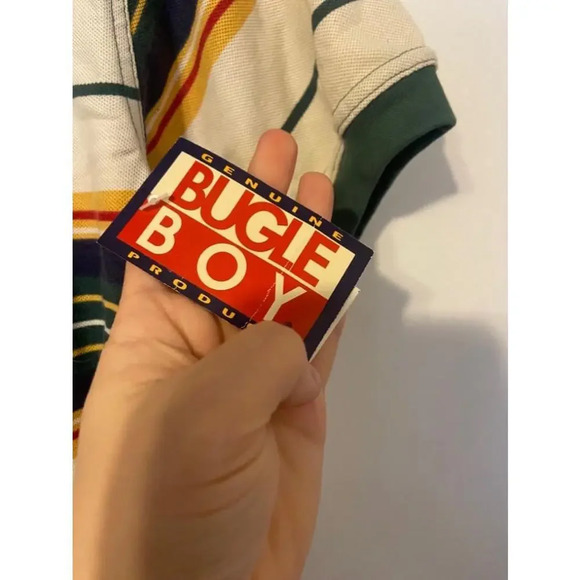 New with Tag Deadstock Kids Bugle Boy Polo Short Sleeve Stripe Shirt Size XL - Picture 2 of 5